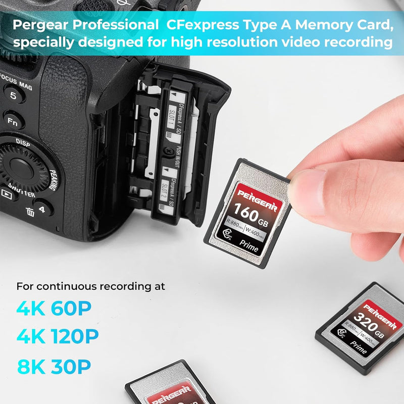 Carte mémoire Pergear Professional CFexpress Type A (160 Go) pour appareils photo Sony