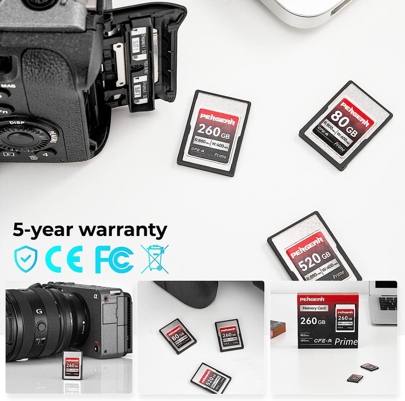 Carte mémoire Pergear Professional CFexpress Type A (260 Go) pour Sony appareils photo