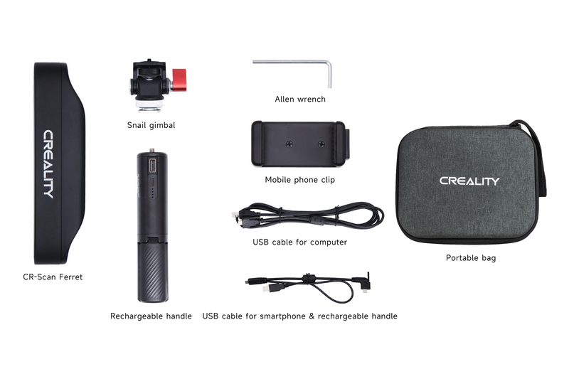 Creality CR-Scan Ferret Scanner 3D Compatible avec Android/Win10 11(64-bit)/Mac OS