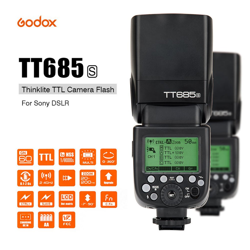 Godox TT685 HSS GN60 TTL Flash Speedlite pour appareils photo Fuji, Sony, Nikon et Canon