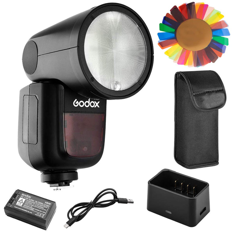 Godox V1 Flash pour appareil photo Speedlite, Flash TTL à tête ronde avec système sans fil 2.4G