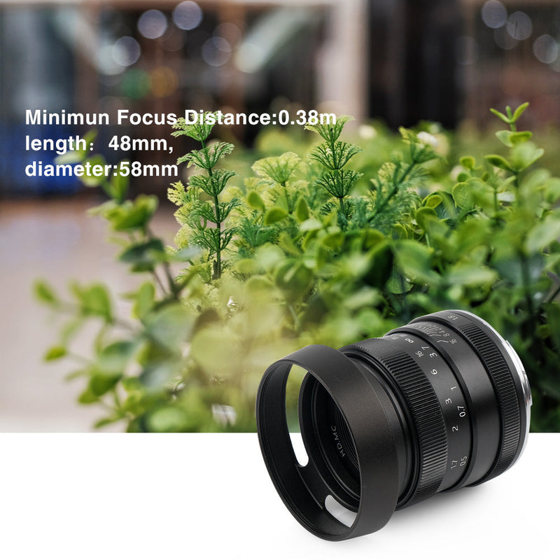 Objectif fixe Pergear 50 mm F1.8 à mise au point manuelle pour appareils photo Fuji, Sony et M4/3