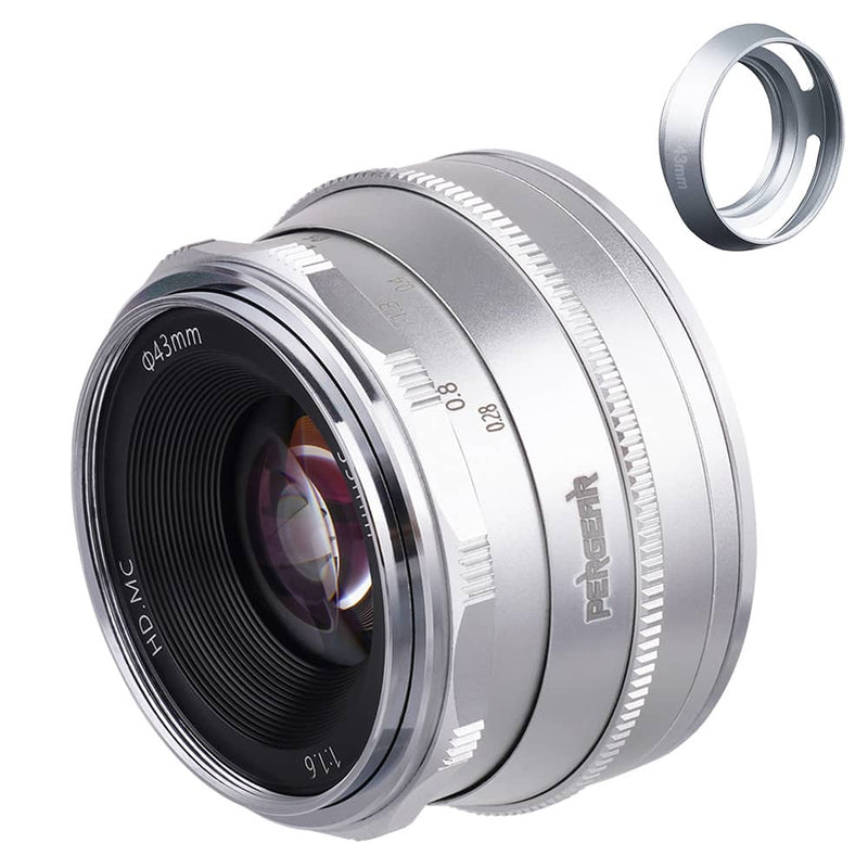 Objectif fixe Pergear 35 mm F1.6 pour appareils photo Sony, M4/3, Fuji, Nikon
