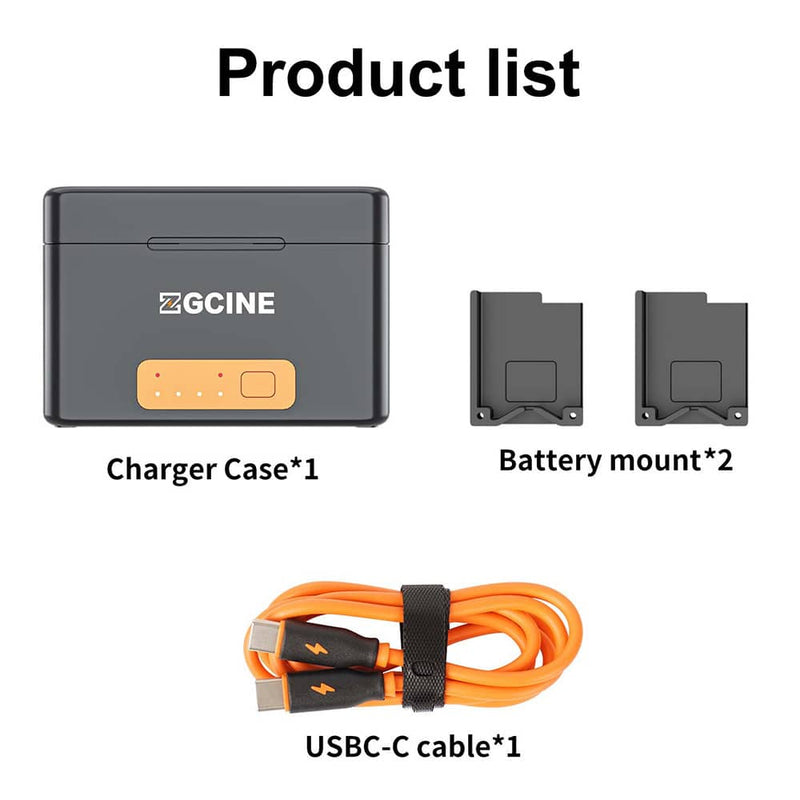 ZGCINE G10 Mini Boîtier de Charge Sans Fil pour Batterie Gopro Hero 10 Hero 9/8/7/6/5